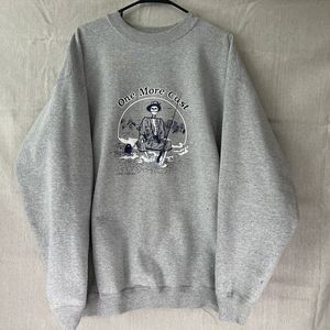 Vintage Golden Super Weight Fishing Theme Sweatshirt One More Cast Skeleton